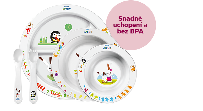 Philips Avent jídelní sada pro batolata, snadný úchop, bez BPA