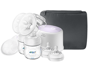 Подвійний електричний молоковідсмоктувач та соски Philips Avent