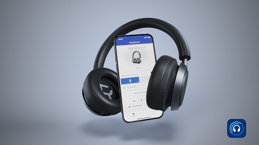 Навушники L4 fidelio під’єднані до додатка Philips Headphones